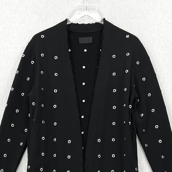 Rta Serge Grommet Cardigan Sweater Womens XS Black Long Sleeve Embellished - Picture 7 of 15